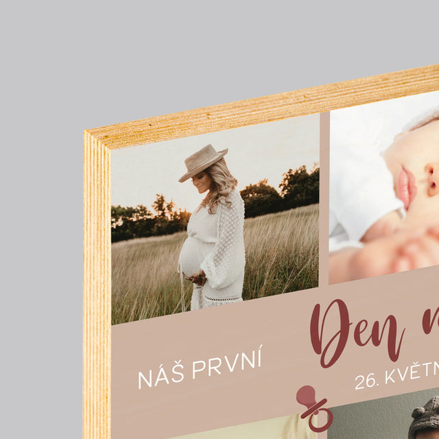 Fotokoláž: Náš První Den Matek - Tisk Na Dřevo