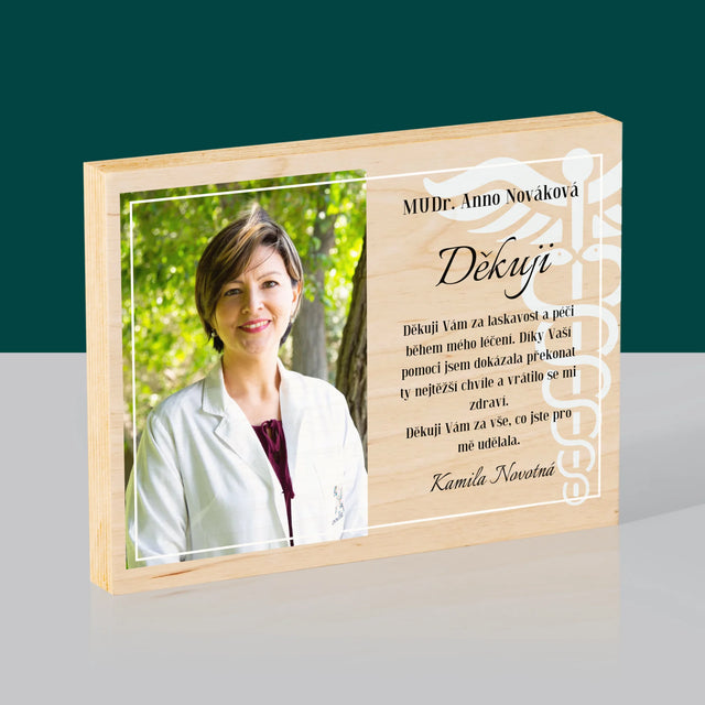 Fotka A Textem: Doktore, Děkuji - Tisk Na Dřevo