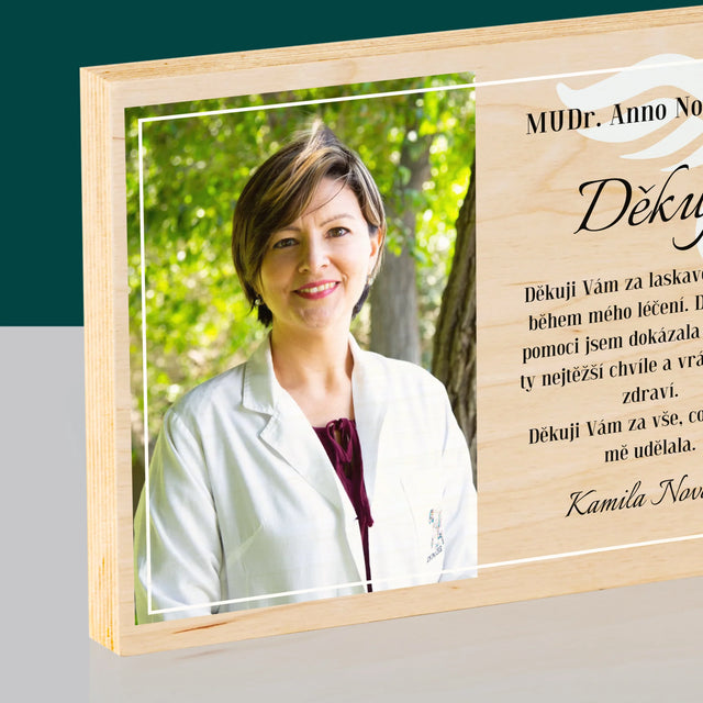 Fotka A Textem: Doktore, Děkuji - Tisk Na Dřevo