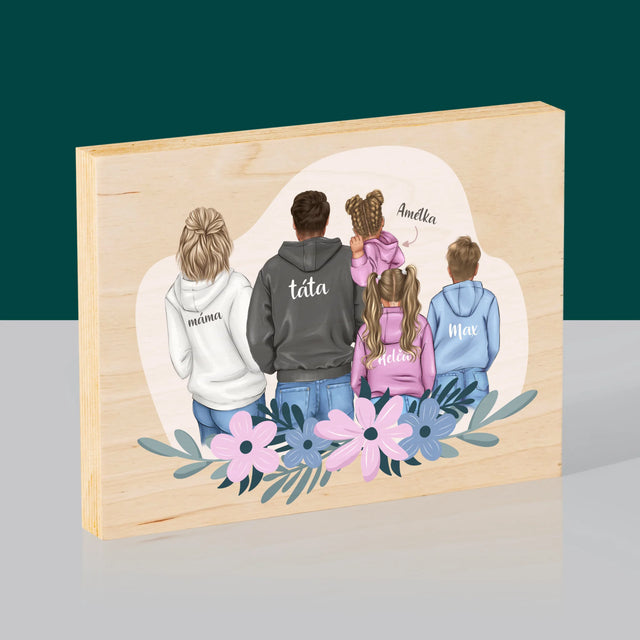 Designér Postav: Rodina S Dětmi - Tisk Na Dřevo