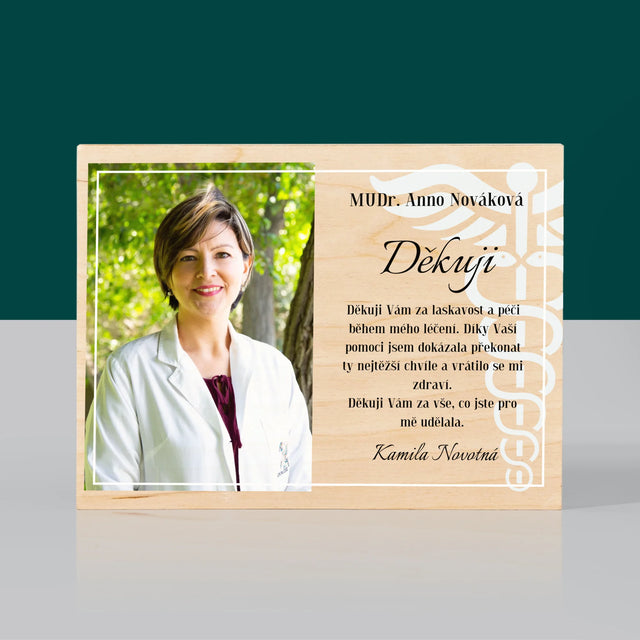 Fotka A Textem: Doktore, Děkuji - Tisk Na Dřevo