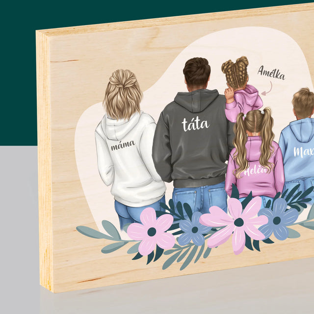 Designér Postav: Rodina S Dětmi - Tisk Na Dřevo