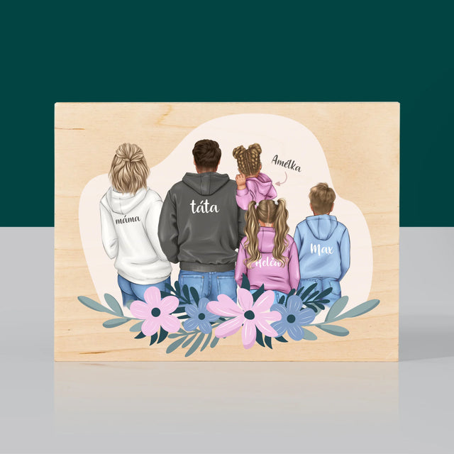 Designér Postav: Rodina S Dětmi - Tisk Na Dřevo