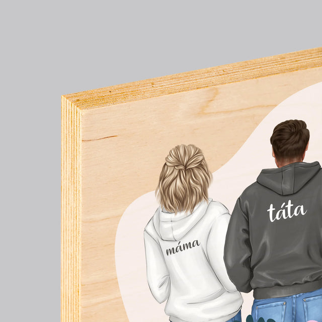 Designér Postav: Rodina S Dětmi - Tisk Na Dřevo