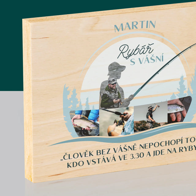 Tvar Z Fotek: Rybář S Vášní - Tisk Na Dřevo