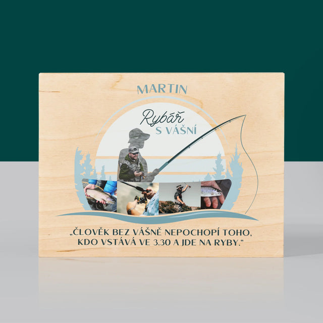 Tvar Z Fotek: Rybář S Vášní - Tisk Na Dřevo