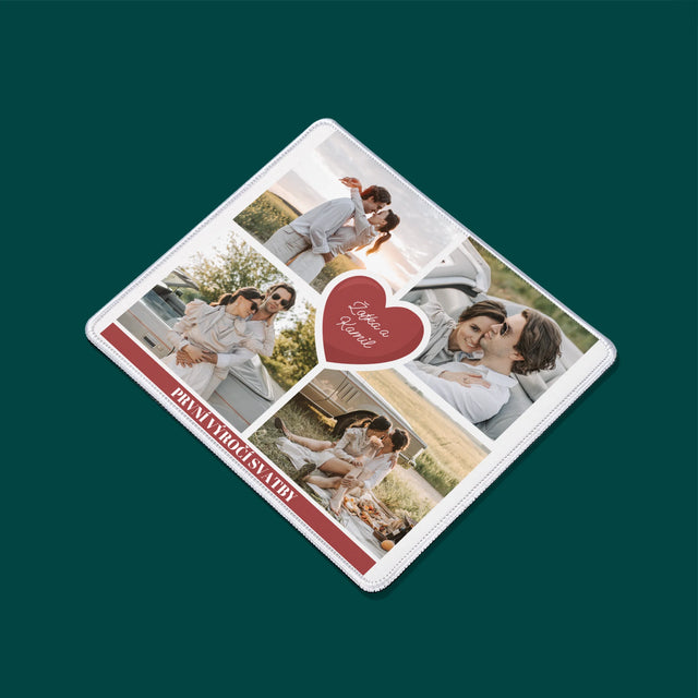 Fotokoláž: První Výročí Srdce - Podložka Pod Myš