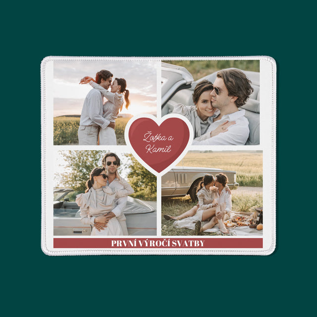 Fotokoláž: První Výročí Srdce - Podložka Pod Myš
