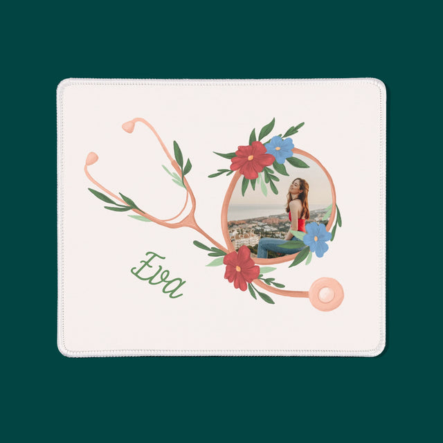 Fotka A Textem: Stetoskop Květiny - Podložka Pod Myš