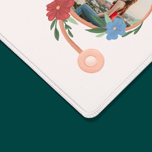 Fotka A Textem: Stetoskop Květiny - Podložka Pod Myš