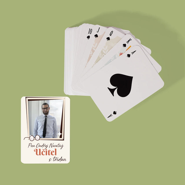 Fotka A Textem: Učitel S Třídou - Hrací Karty
