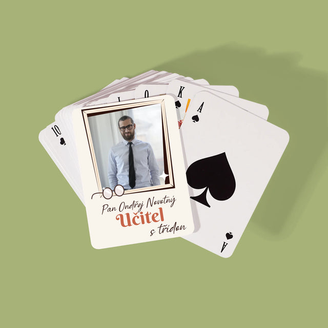 Fotka A Textem: Učitel S Třídou - Hrací Karty