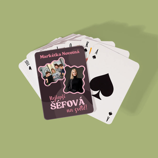 Fotokoláž: Nejlepší Šéfová - Hrací Karty