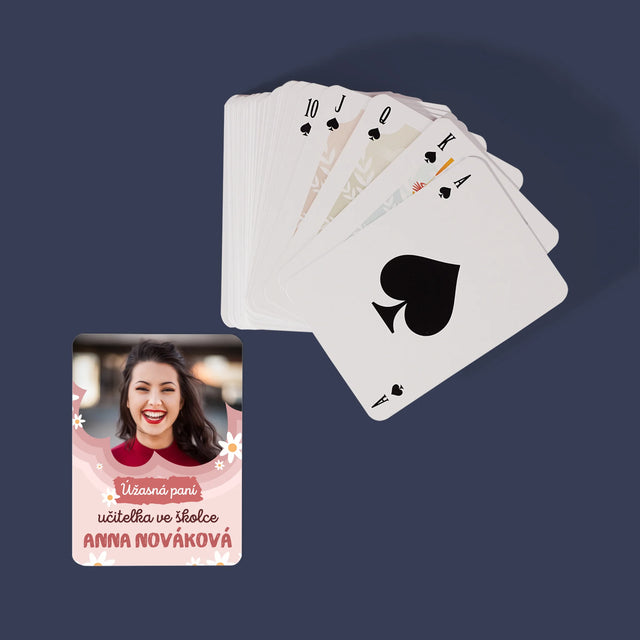 Fotka A Textem: Úžasná Paní Učitelka Ve Školce - Hrací Karty