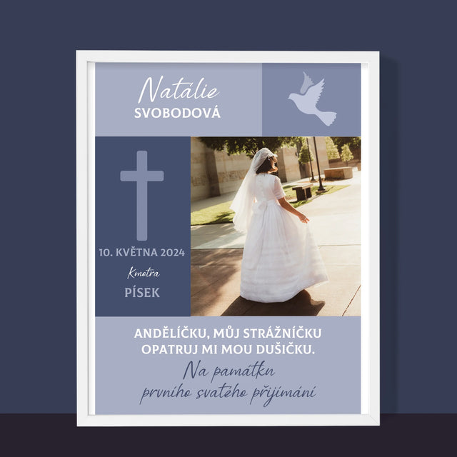 Fotka A Textem: Andělíčku Přijímání - Tisk V Rámečku