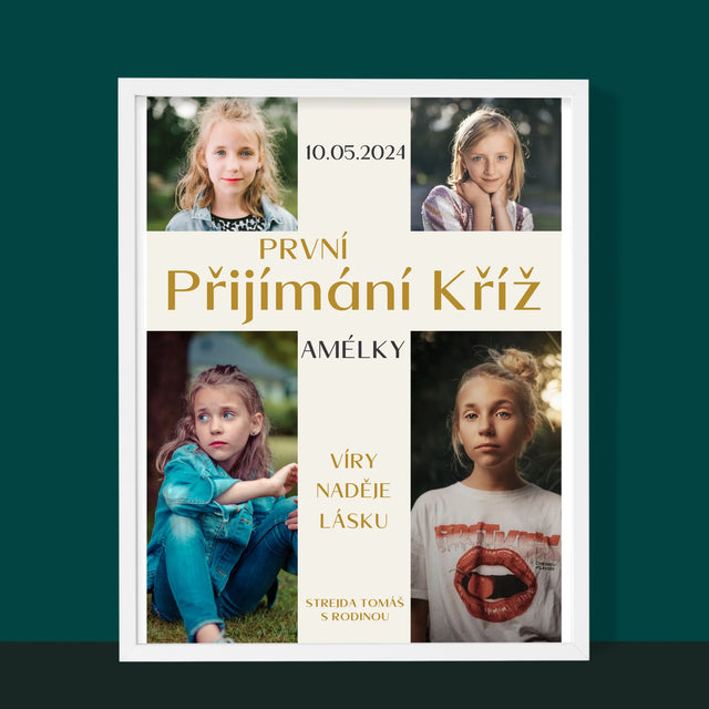 Fotokoláž: První Přijímání Kříž - Tisk V Rámečku