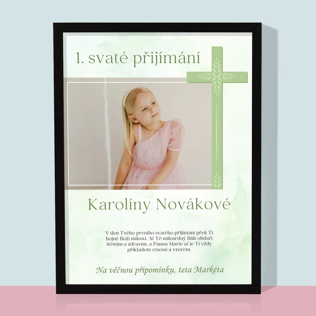 Fotka A Textem: Přijímání Fotografie Kříž - Tisk V Rámečku
