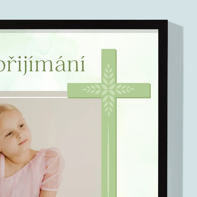 Fotka A Textem: Přijímání Fotografie Kříž - Tisk V Rámečku
