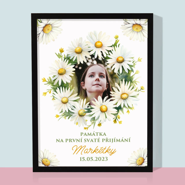 Fotka A Textem: Památka Na Svaté Přijímání Sedmikrásky - Tisk V Rámečku