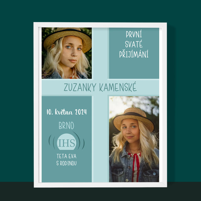 Fotokoláž: První Přijímání - Tisk V Rámečku