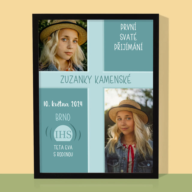 Fotokoláž: První Přijímání - Tisk V Rámečku