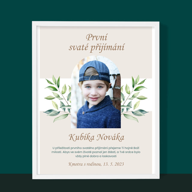 Fotka A Textem: První Svaté Přijímání Přání - Tisk V Rámečku