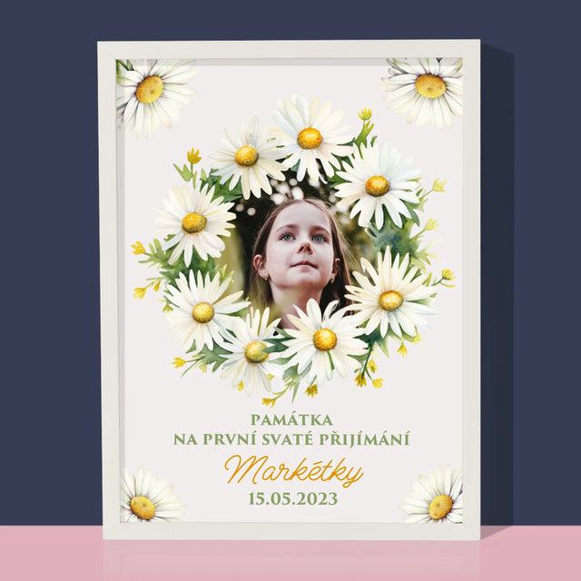 Fotka A Textem: Památka Na Svaté Přijímání Sedmikrásky - Tisk V Rámečku