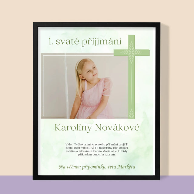 Fotka A Textem: Přijímání Fotografie Kříž - Tisk V Rámečku