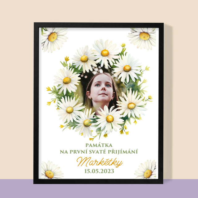 Fotka A Textem: Památka Na Svaté Přijímání Sedmikrásky - Tisk V Rámečku