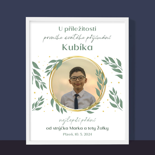 Fotka A Textem: U Příležitosti Prvního Svatého Přijímání - Tisk V Rámečku