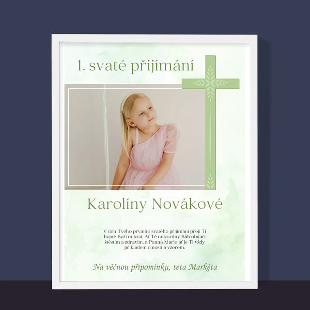 Fotka A Textem: Přijímání Fotografie Kříž - Tisk V Rámečku