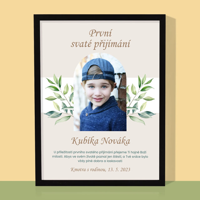 Fotka A Textem: První Svaté Přijímání Přání - Tisk V Rámečku