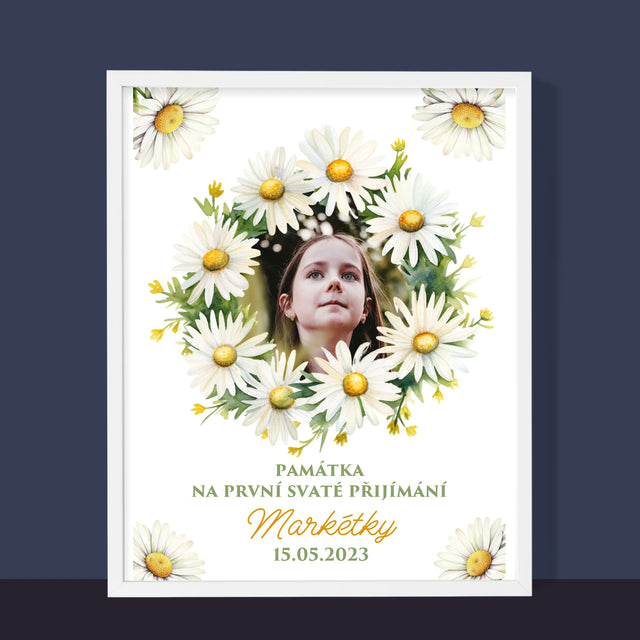 Fotka A Textem: Památka Na Svaté Přijímání Sedmikrásky - Tisk V Rámečku