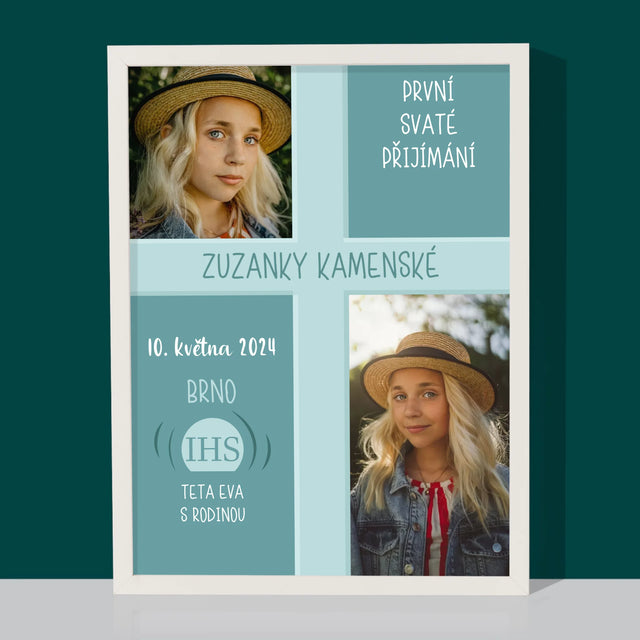 Fotokoláž: První Přijímání - Tisk V Rámečku