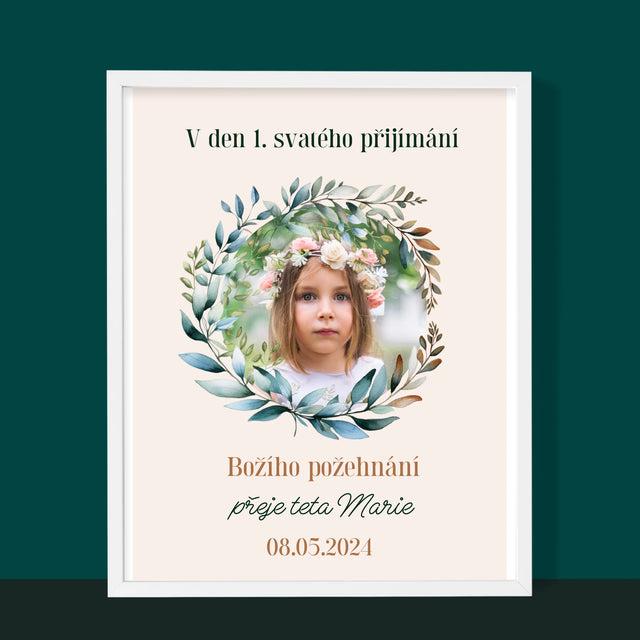 Fotka A Textem: V Den 1. Svatého Přijímání - Tisk V Rámečku