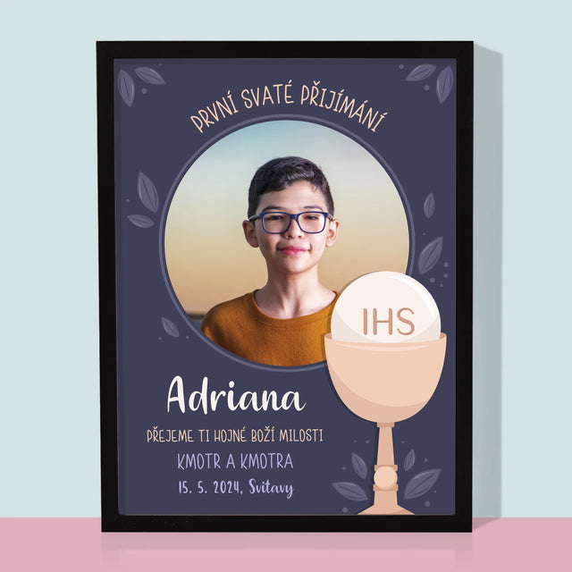 Fotka A Textem: První Svaté Přijímání - Tisk V Rámečku