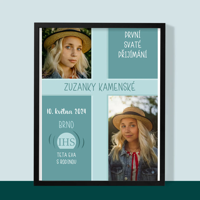Fotokoláž: První Přijímání - Tisk V Rámečku