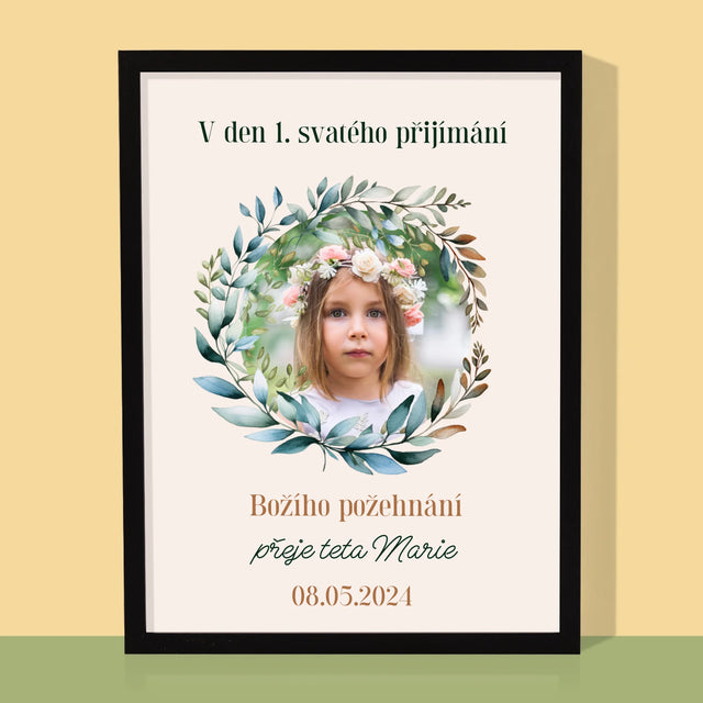 Fotka A Textem: V Den 1. Svatého Přijímání - Tisk V Rámečku