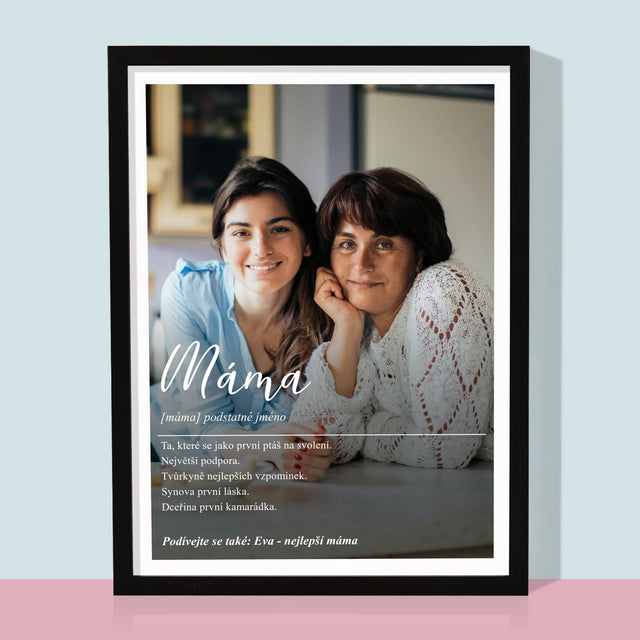 Fotka A Textem: Máma Definice - Tisk V Rámečku
