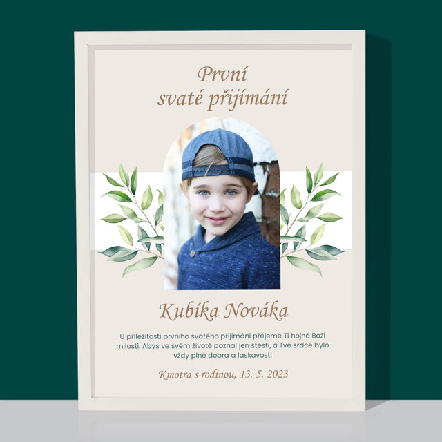 Fotka A Textem: První Svaté Přijímání Přání - Tisk V Rámečku