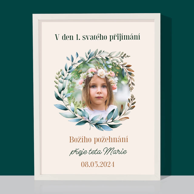 Fotka A Textem: V Den 1. Svatého Přijímání - Tisk V Rámečku