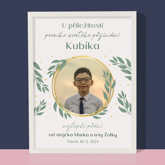 Fotka A Textem: U Příležitosti Prvního Svatého Přijímání - Tisk V Rámečku