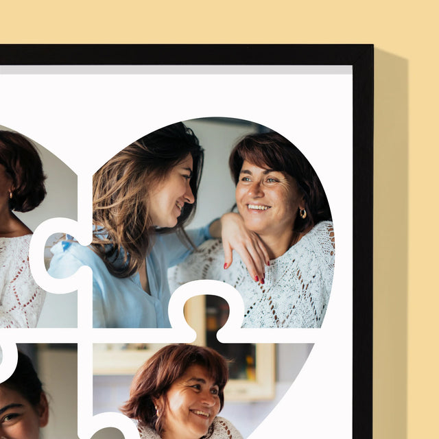 Fotokoláž: Puzzle Srdce Pro Mámu - Tisk V Rámečku