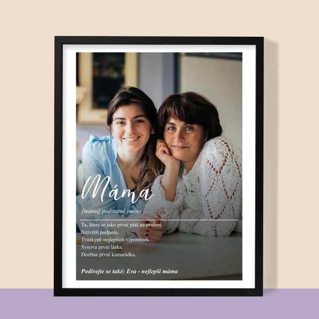 Fotka A Textem: Máma Definice - Tisk V Rámečku