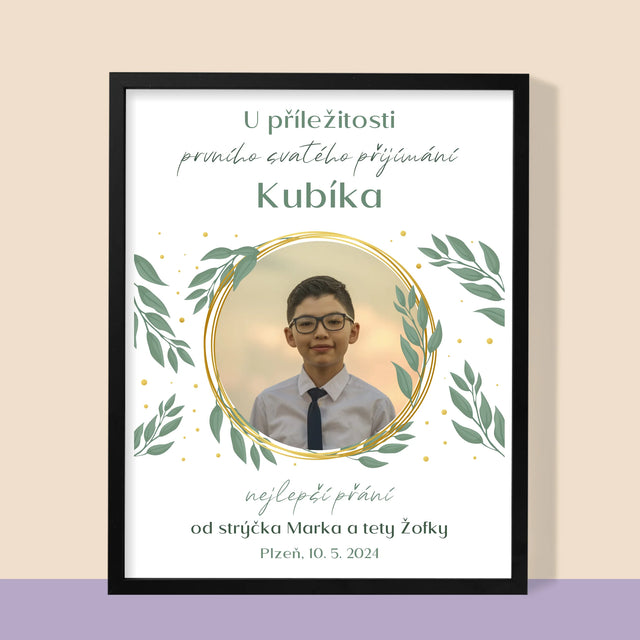 Fotka A Textem: U Příležitosti Prvního Svatého Přijímání - Tisk V Rámečku