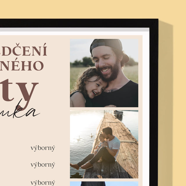 Fotokoláž: Vysvědčení Vzorné Táty - Tisk V Rámečku