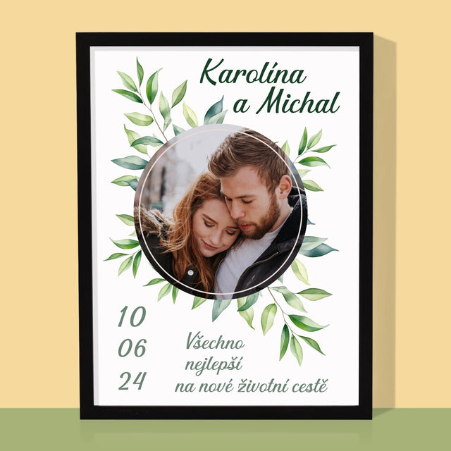 Fotka A Textem: Svatební Lístky - Tisk V Rámečku