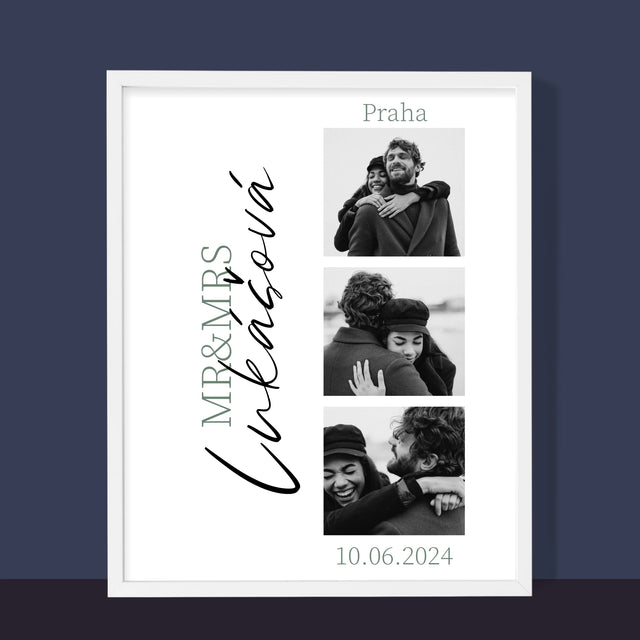 Fotokoláž: Mr&Mrs Svatební - Tisk V Rámečku
