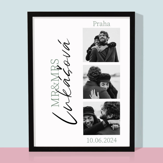 Fotokoláž: Mr&Mrs Svatební - Tisk V Rámečku