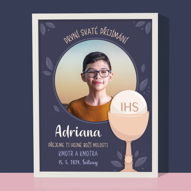 Fotka A Textem: První Svaté Přijímání - Tisk V Rámečku